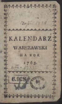 Kalendarz Warszawski Na Rok 1765