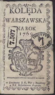 Kolęda Warszawska Na Rok 1769