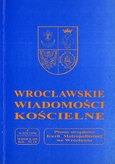 Wrocławskie Wiadomości Kościelne. R. 49 (1996), nr 4