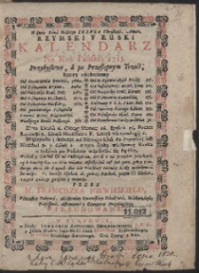 Rzymski Y Ruski Kalendarz Ná Rok Pański, 1715. […]