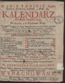 Kalendarz Ná Rok Pański 1718. […]