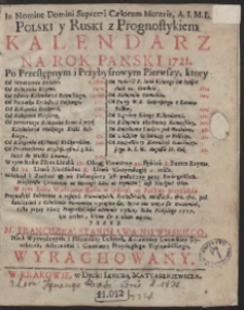 Kalendarz Na Rok Panski 1721. […]