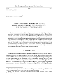 Disintegration of biological sludge. A comparison between ozone oxidation and ultrasonic pretreatment