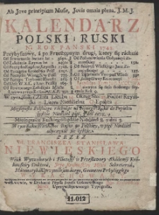 Kalendarz Polski i Ruski Ná Rok Panski 1742. […]