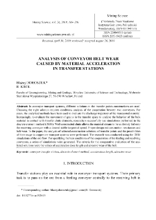 Analysis of conveyor belt wear caused by material acceleration in transfer stations