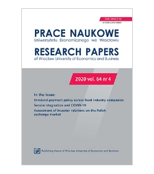 Spis treści [Prace Naukowe Uniwersytetu Ekonomicznego we Wrocławiu = Research Papers of Wrocław University of Economics; 2020; vol. 64, nr 4]