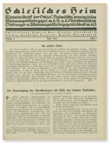 Schlesisches Heim : Monatsschrift der Schlesischen Heimstätte provinziellen Wohnungsfürsorgegesellschaft m. b. H.und Oberschlesichen Siedlungs und Wohnungsfürsorgegesellschaft m. b. H. Jahrgang 6, Juli 1925, Heft 7