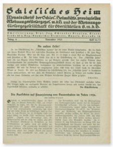 Schlesisches Heim : Monatsschrift der Schlesischen Heimstätte provinziellen Wohnungsfürsorgegesellschaft m. b. H.und Oberschlesichen Siedlungs und Wohnungsfürsorgegesellschaft m. b. H. Jahrgang 6, November 1925, Heft 10/11