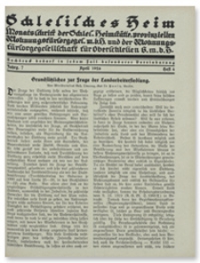 Schlesisches Heim : Monatsschrift der Schlesischen Heimstätte, provinziellen Wohnungsfürsorgegesellschaft m. b. H.und der Wohnungsfürsorgegesellschaft für Oberschlesien G. m. b. H. Jahrgang 7, April 1926, Heft 4