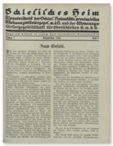 Schlesisches Heim : Monatsschrift der Schlesischen Heimstätte, provinziellen Wohnungsfürsorgegesellschaft m. b. H.und der Wohnungsfürsorgegesellschaft für Oberschlesien G. m. b. H. Jahrgang 7, September 1926, Heft 9