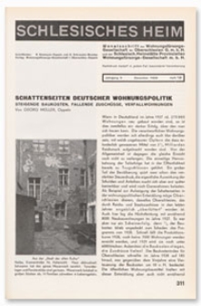 Schlesisches Heim : Monatsschrift der Wohnungsfürsorge-Gesellschaft für Oberschlesien G. m. b. H. und der Schlesisch. Heimstätte Provinziellen Wohnungsfürsorge-Gesellschaft m. b. H. Jahrgang 9, Dezember 1928, Heft 12