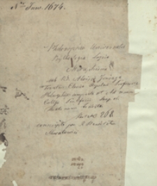 Philosophia universalis, psychologia, logica, metaphisica sub r[verendo] d[omino] Aloisio Gonzaga Trentino clerico regulari professore philosophiae composita et ad usum collegii pontificii Leopol[iensis] Theatinorum tradita, conscripta per r[everendum] Benedictum Muratowicz