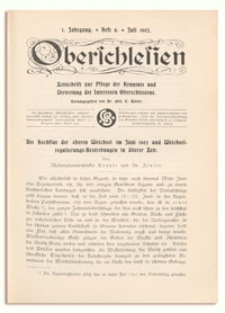 Oberschlesien. Zeitschrift zur Pflege der Kenntnis und Vertretung der Interessen Oberschlesiens. 1. Jahrgang, Juli 1902, Heft 4