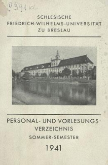 Personal- und Vorlesungs-Verzeichnis : Sommer-Semester 1941