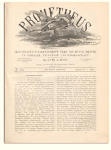 Prometheus : Illustrirte Wochenschrift über die Fortschritte in Gewerbe, Industrie und Wissenschaft. 4. Jahrgang, 1892, Nr 169